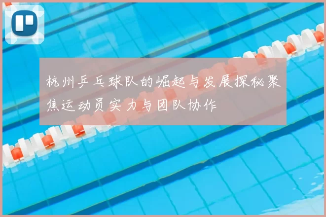 杭州乒乓球队的崛起与发展探秘聚焦运动员实力与团队协作